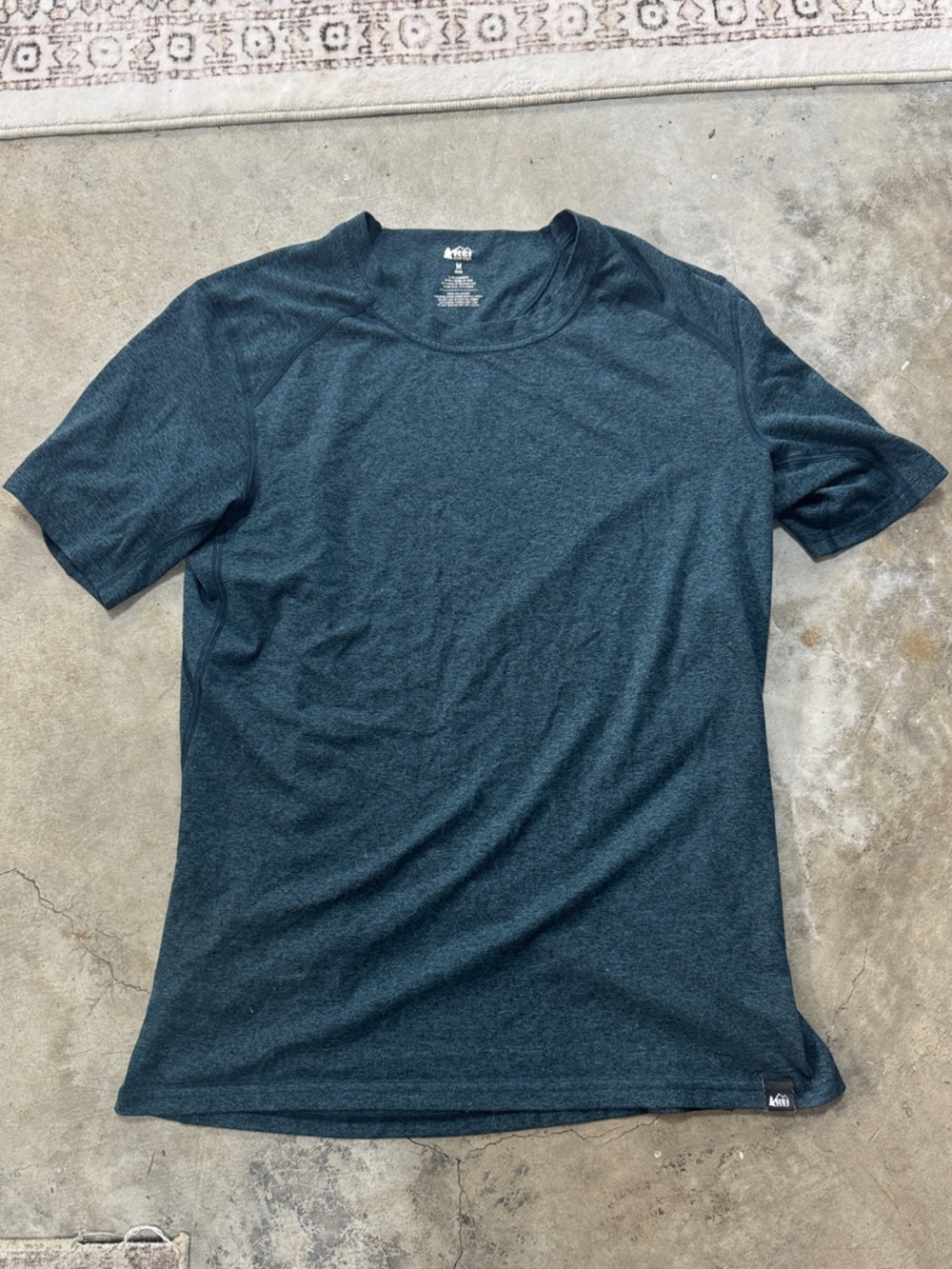 REI Men's Short Sleeve Tech Tee in Dark Teal Heather